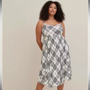 Torrid Midi Lenny Sweetheart Dress Plaid White 4X